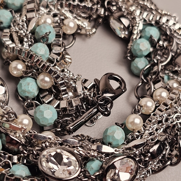 [Chloe + Isabel] Turquoise + Chain Torsade  Multi Media Statement Necklace - Picture 12 of 16